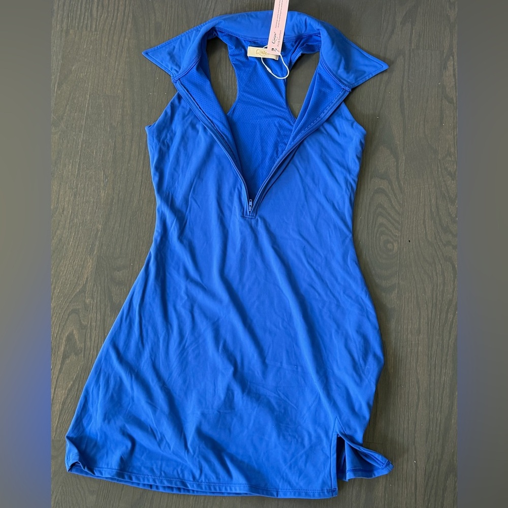 Blue Sleeveless Sport Dress with Zip Collar(NEW)